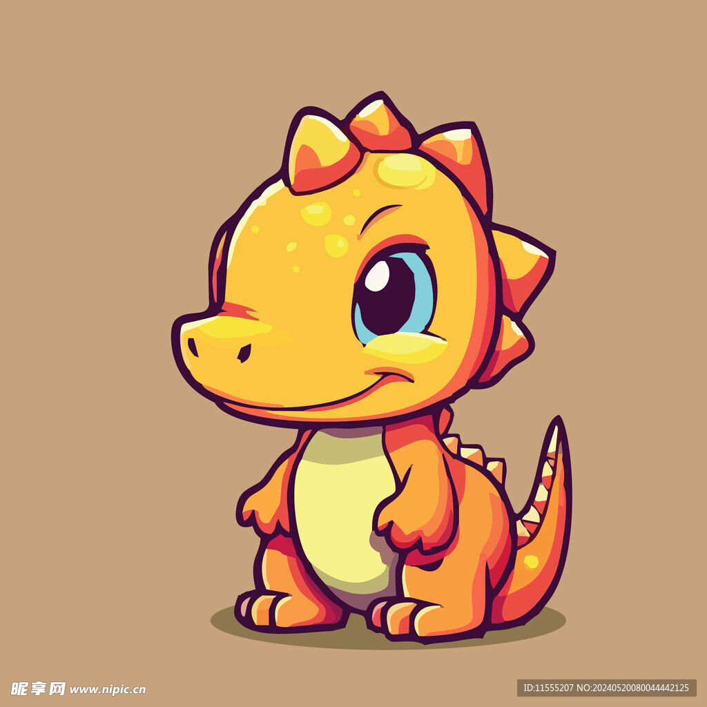 可爱恐龙矢量卡通画儿童插画