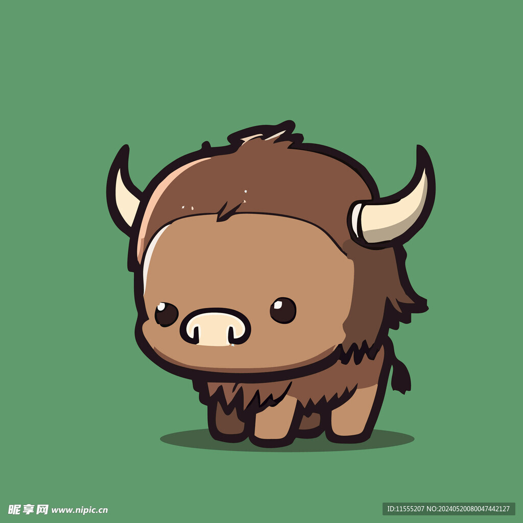 可爱牦牛矢量卡通画儿童插画