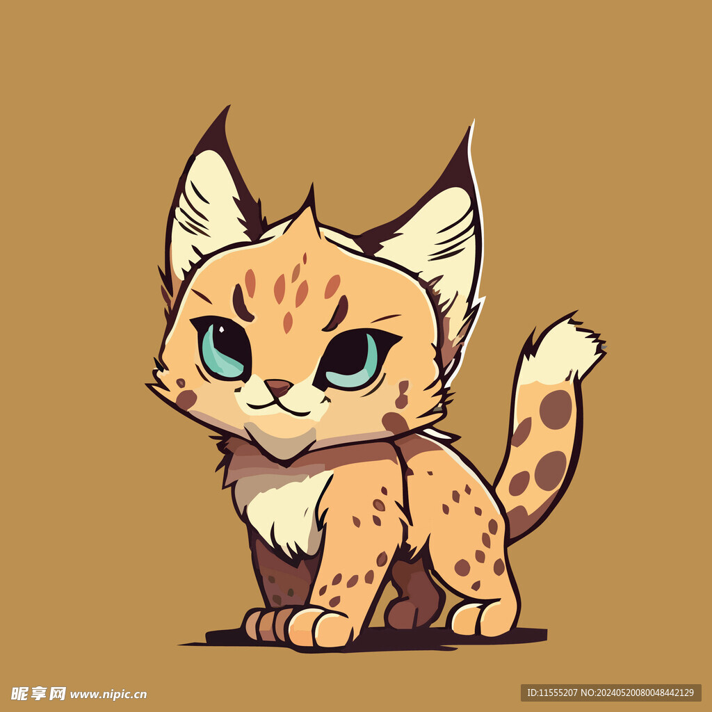 可爱猞猁矢量卡通画儿童插画