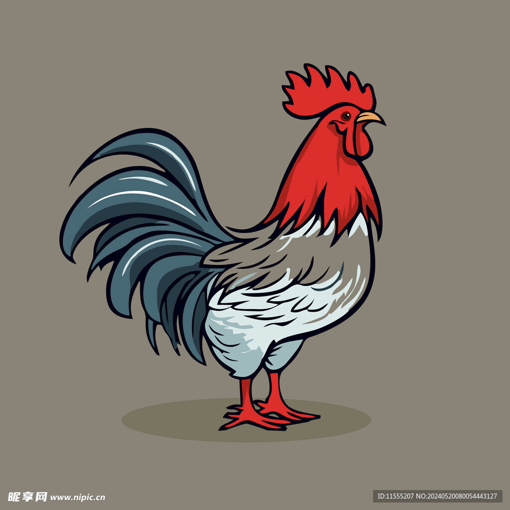 可爱公鸡矢量卡通画儿童插画