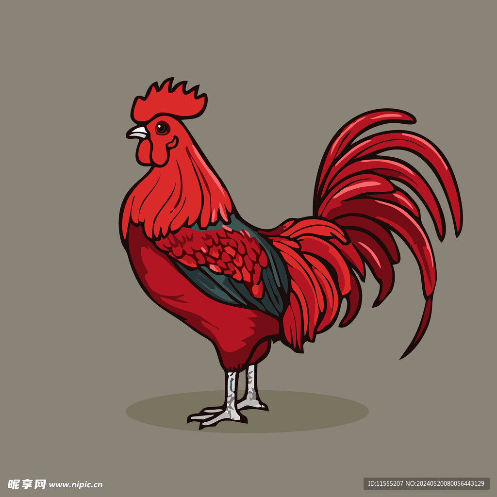 可爱公鸡矢量卡通画儿童插画