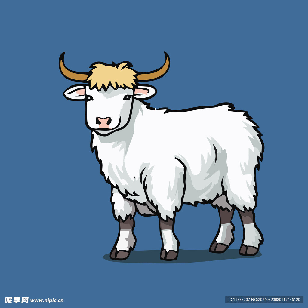 可爱小牛矢量卡通画儿童插画