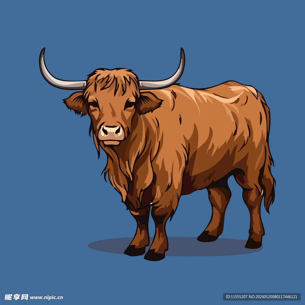 可爱小牛矢量卡通画儿童插画