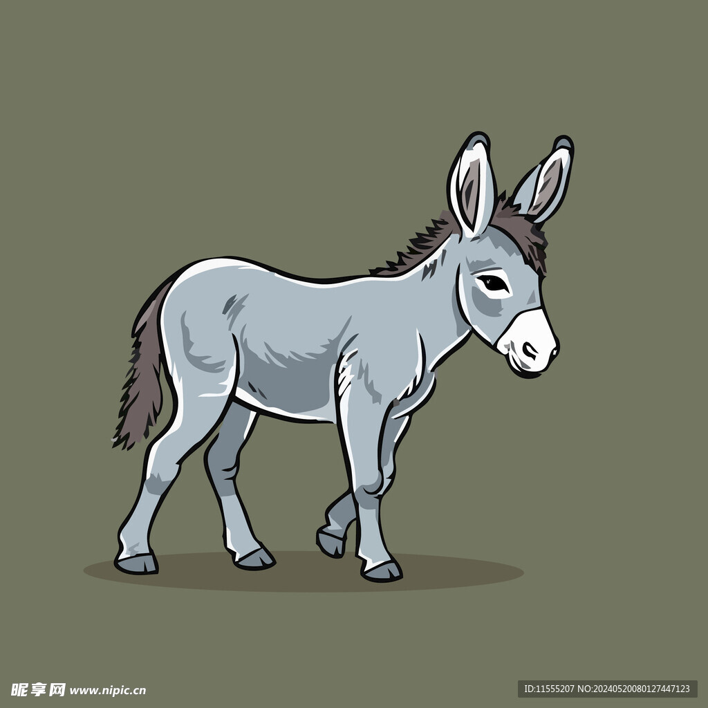 可爱毛驴矢量卡通画儿童插画