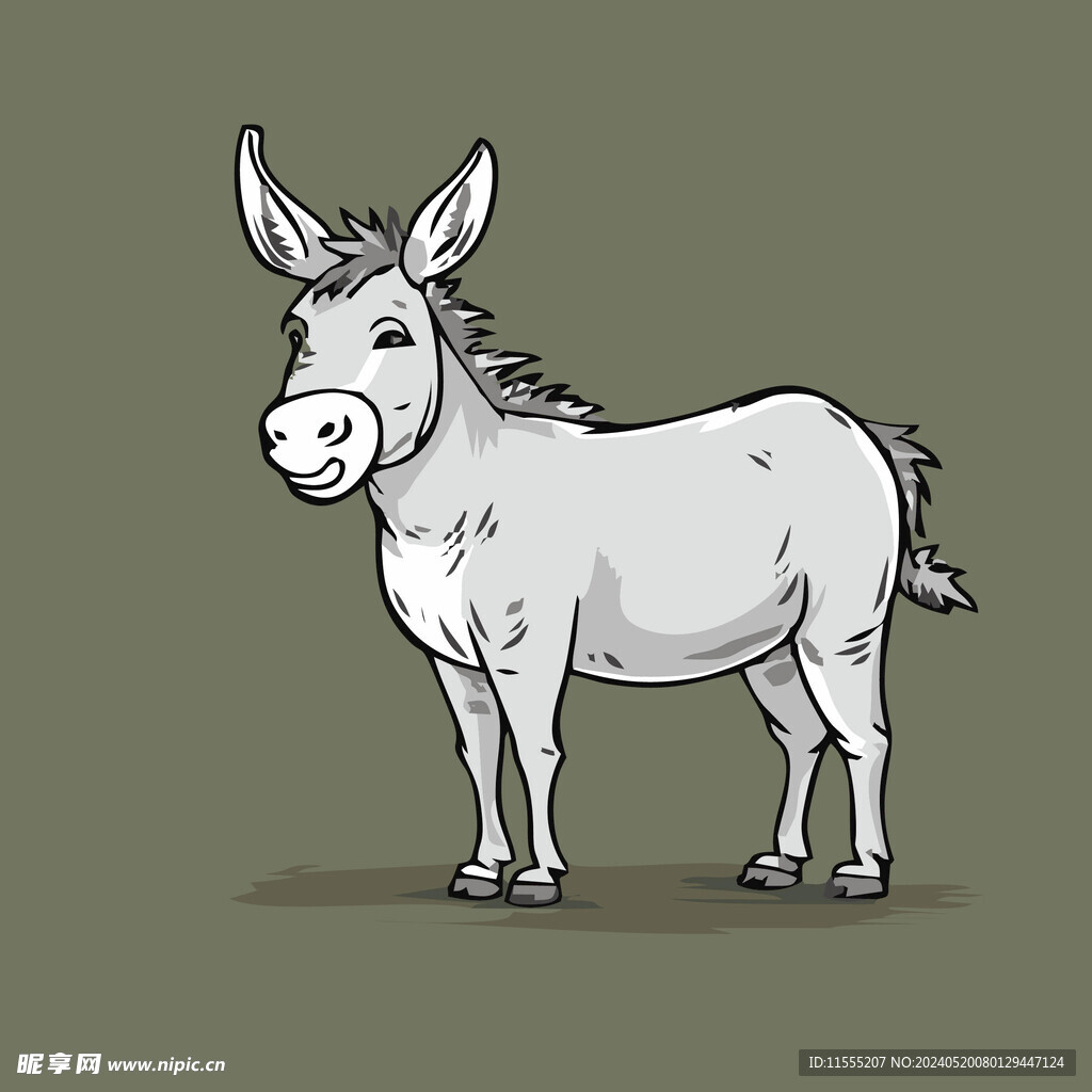 可爱毛驴矢量卡通画儿童插画