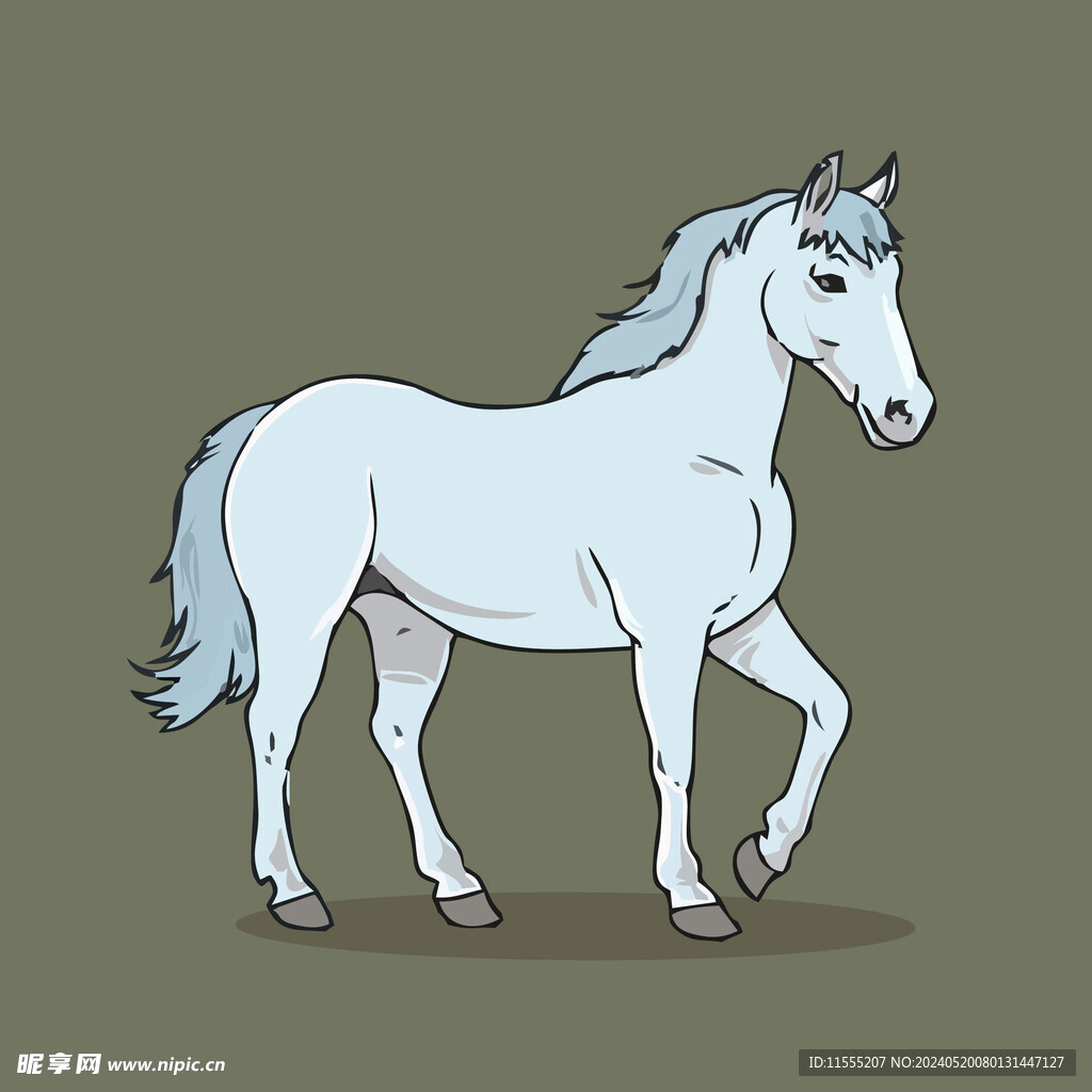 可爱小马矢量卡通画儿童插画