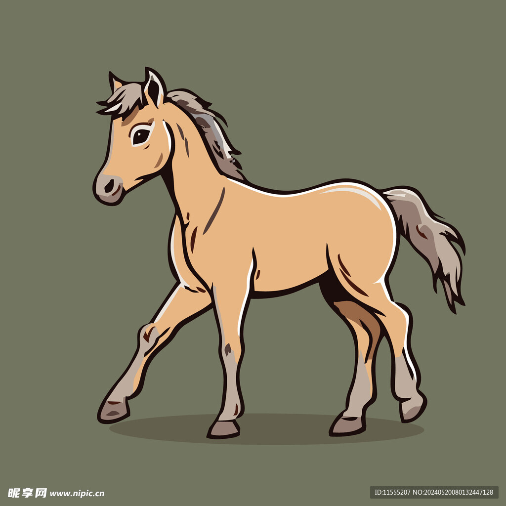 可爱小马矢量卡通画儿童插画