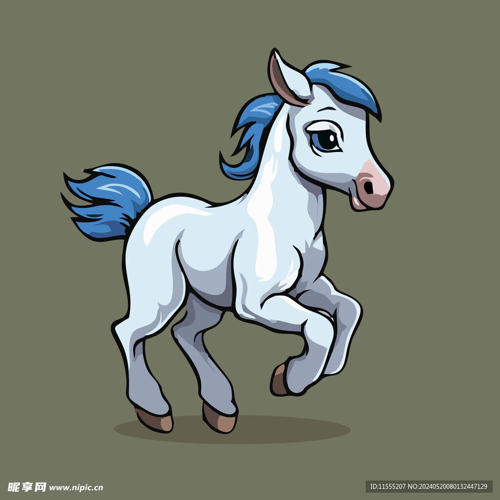 可爱小马矢量卡通画儿童插画