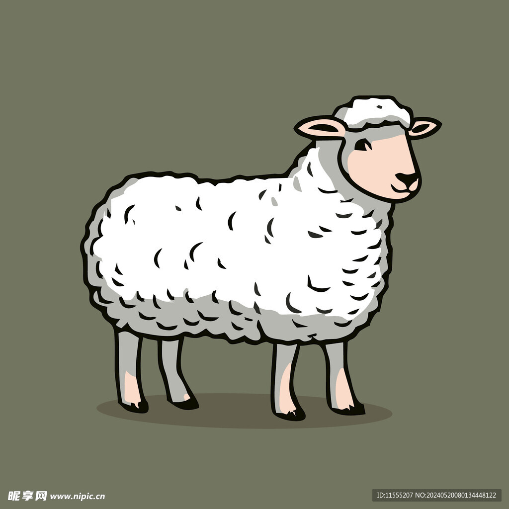 可爱小羊矢量卡通画儿童插画