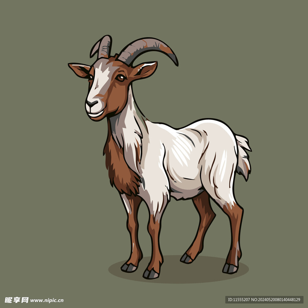 可爱山羊矢量卡通画儿童插画