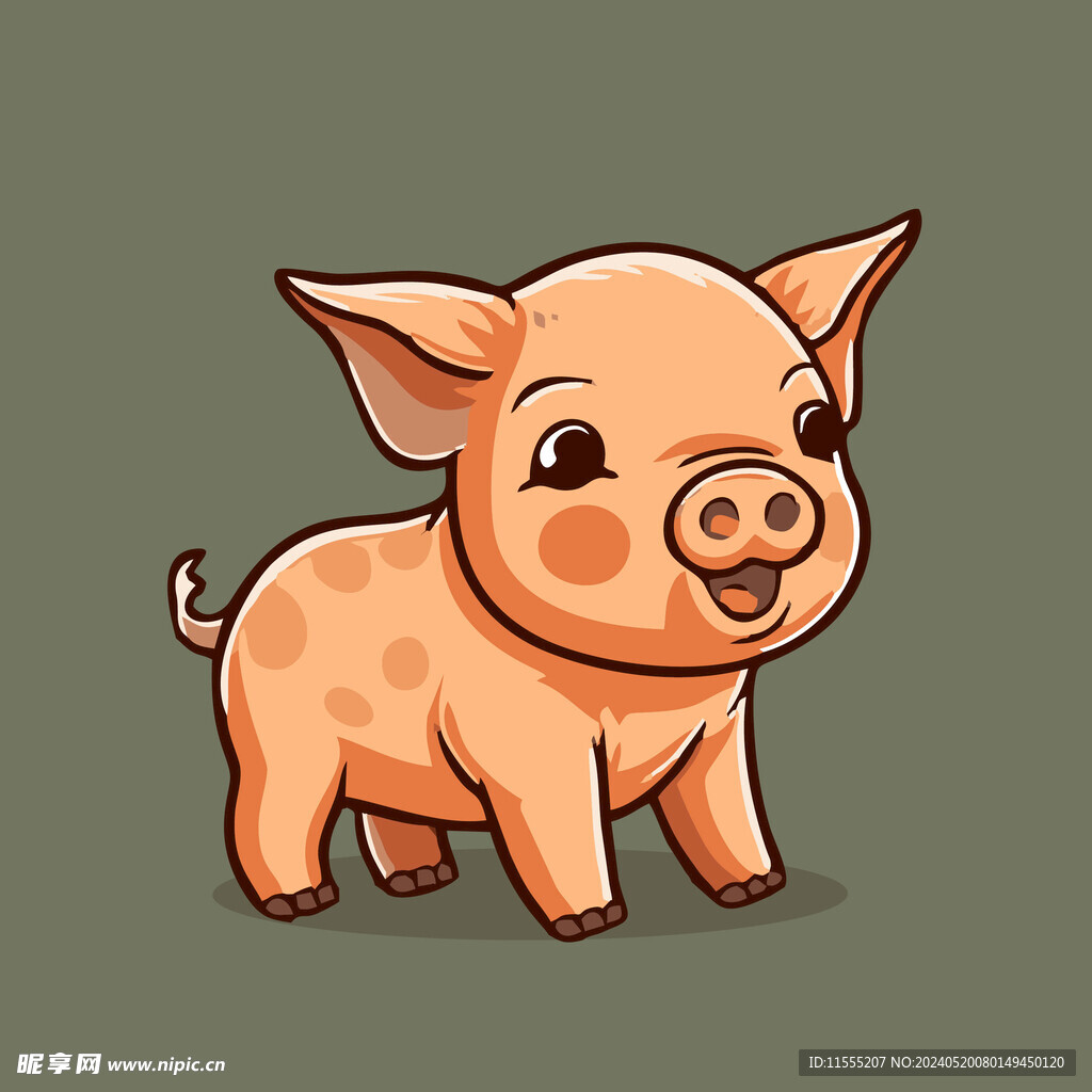 可爱小猪矢量卡通画儿童插画