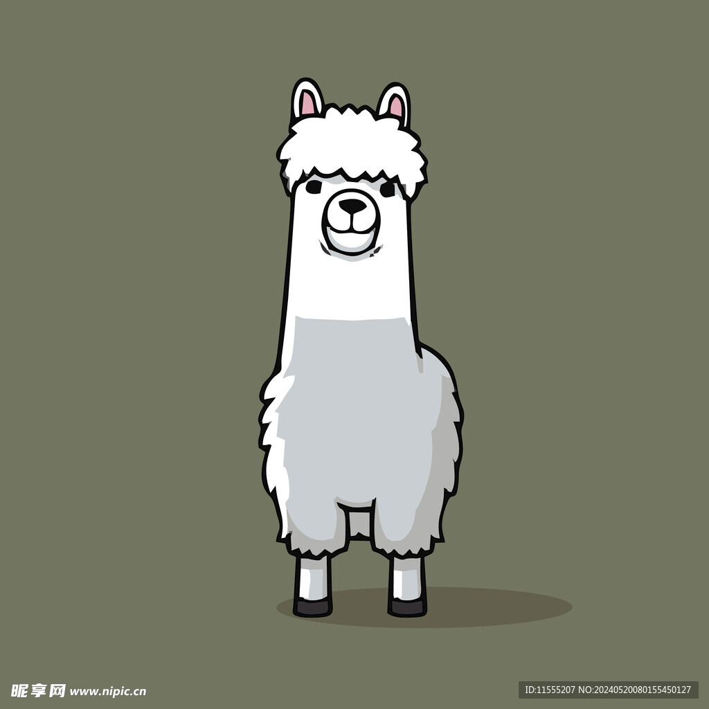 可爱羊驼矢量卡通画儿童插画