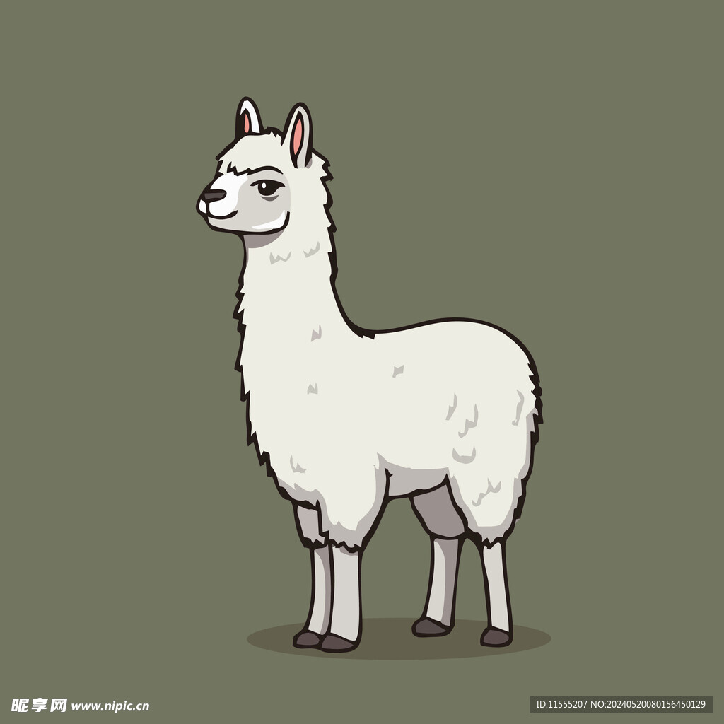 可爱羊驼矢量卡通画儿童插画