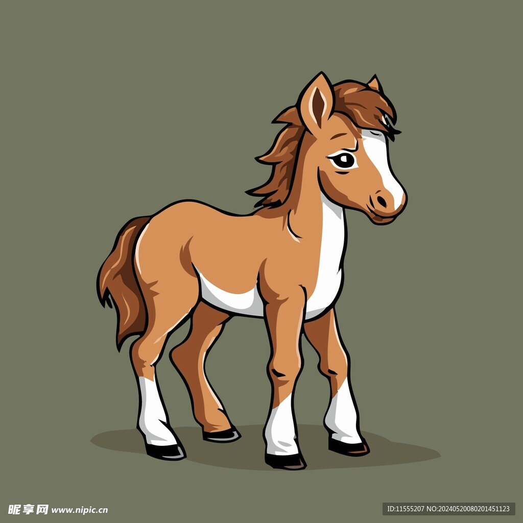 可爱小马矢量卡通画儿童插画