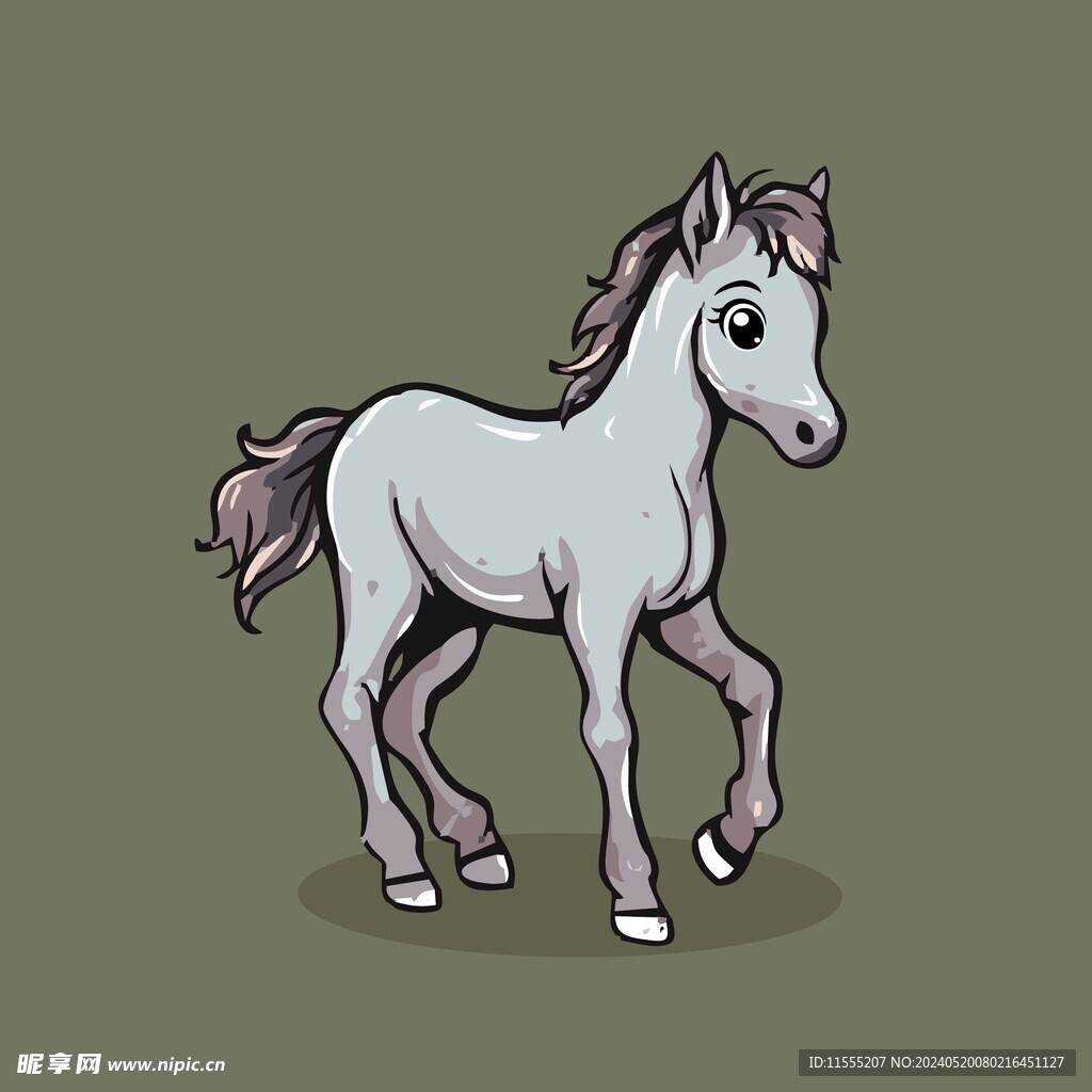 可爱小马矢量卡通画儿童插画