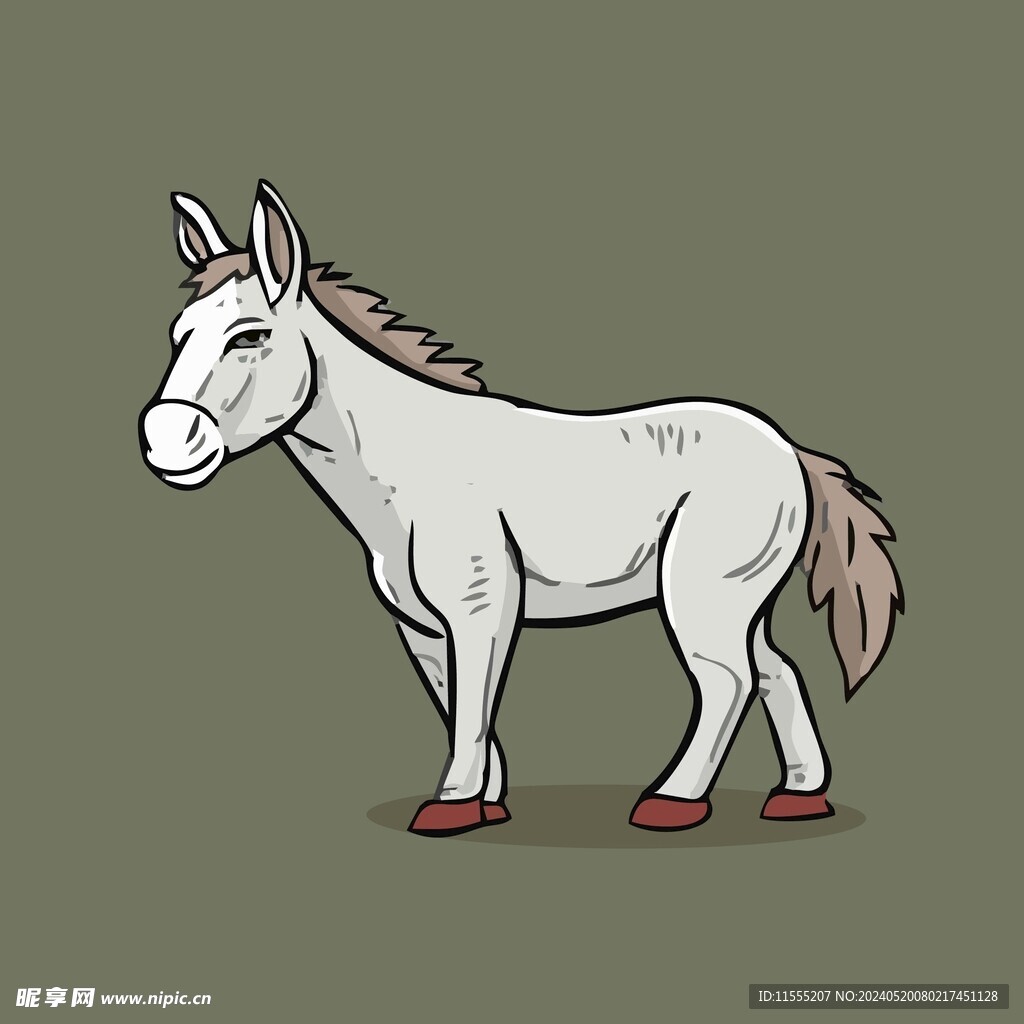 可爱小毛驴矢量卡通画儿童插画