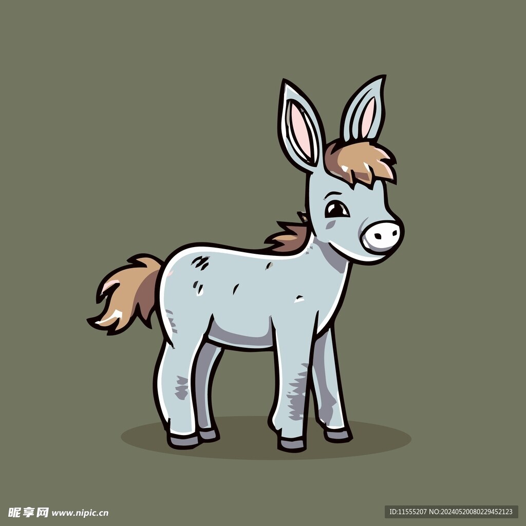 可爱小毛驴矢量卡通画儿童插画