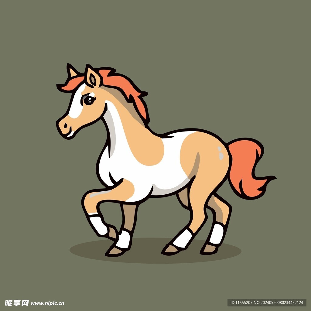 可爱小马矢量卡通画儿童插画