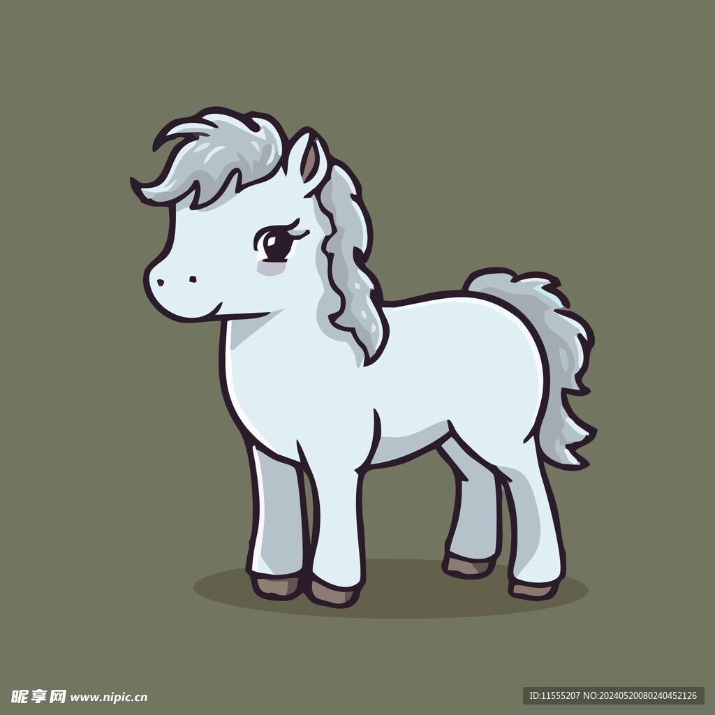 可爱小马矢量卡通画儿童插画