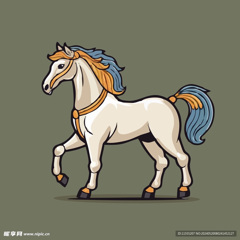 可爱小马矢量卡通画儿童插画