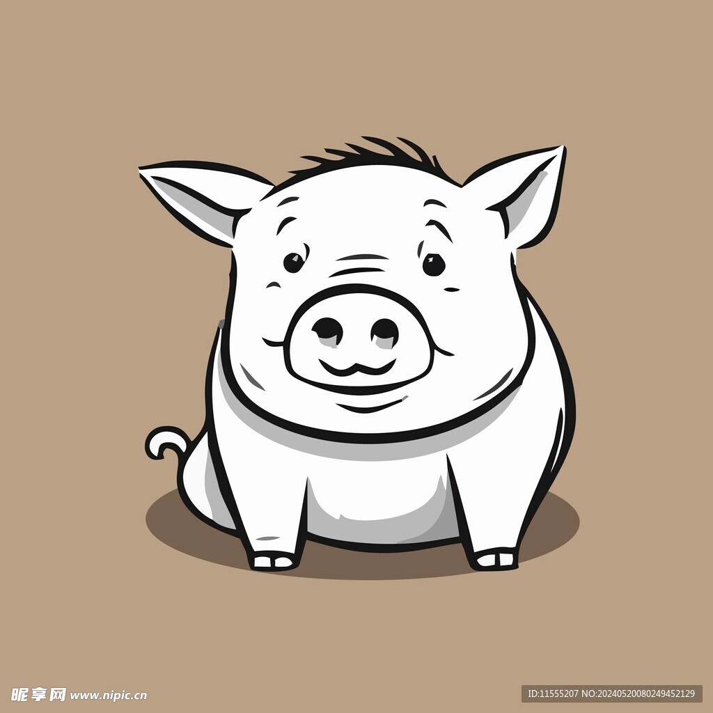可爱小猪矢量卡通画儿童插画