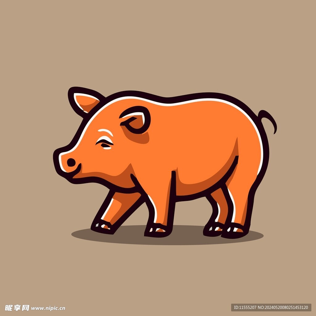 可爱小猪矢量卡通画儿童插画