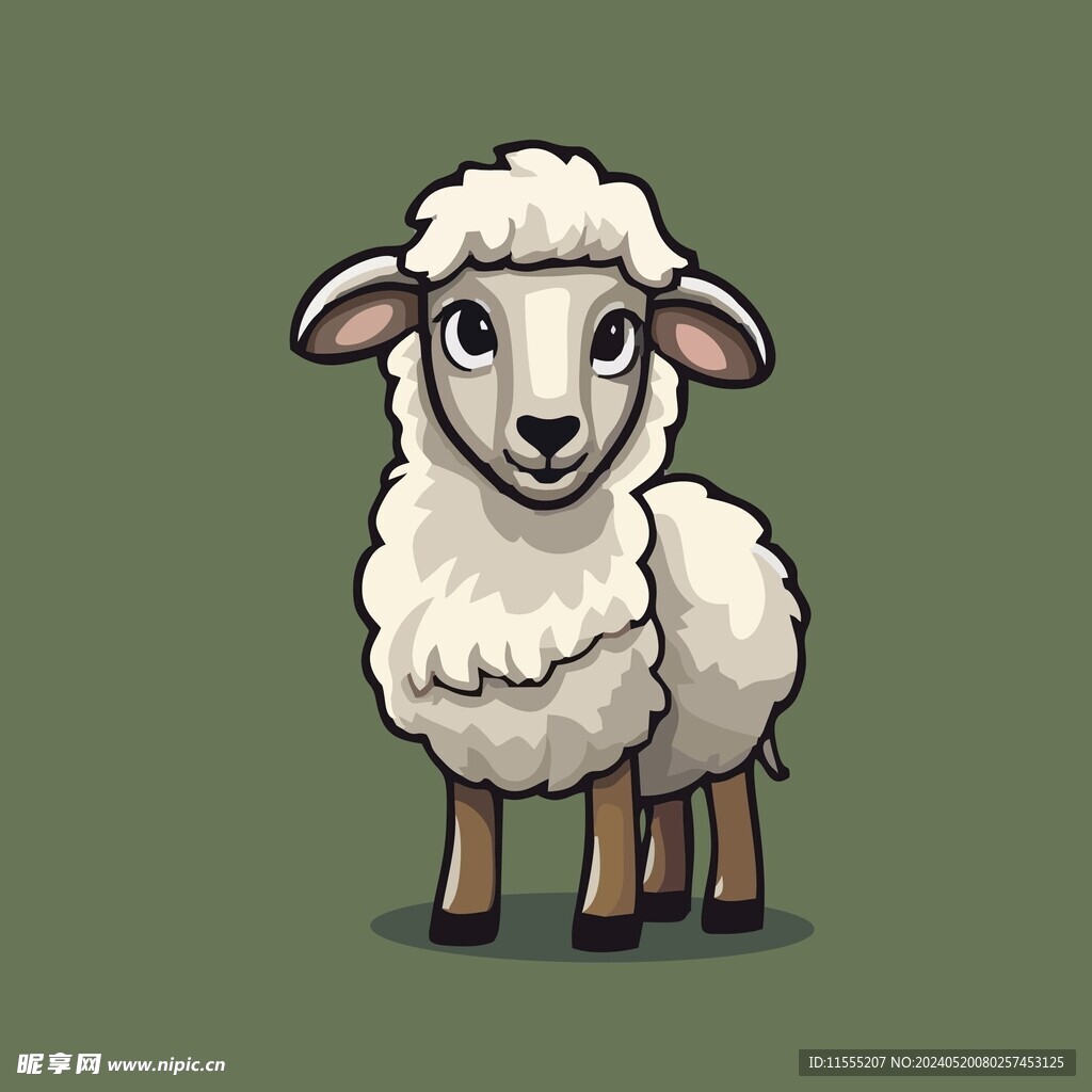 可爱小羊矢量卡通画儿童插画