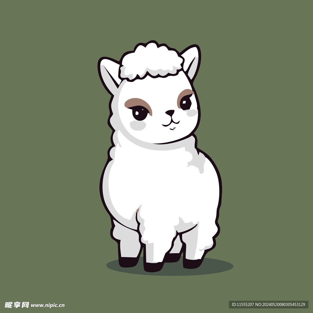 可爱羊驼矢量卡通画儿童插画