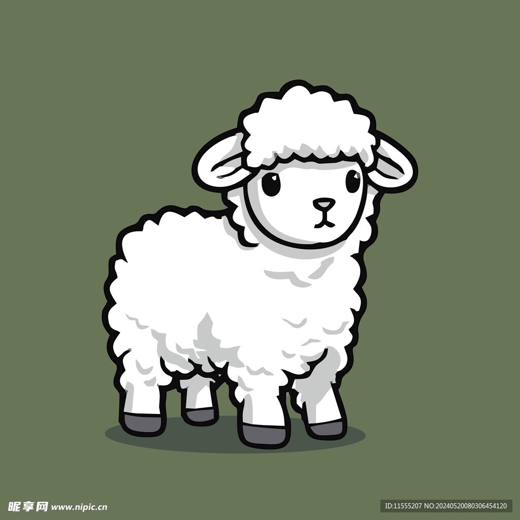 可爱小羊矢量卡通画儿童插画