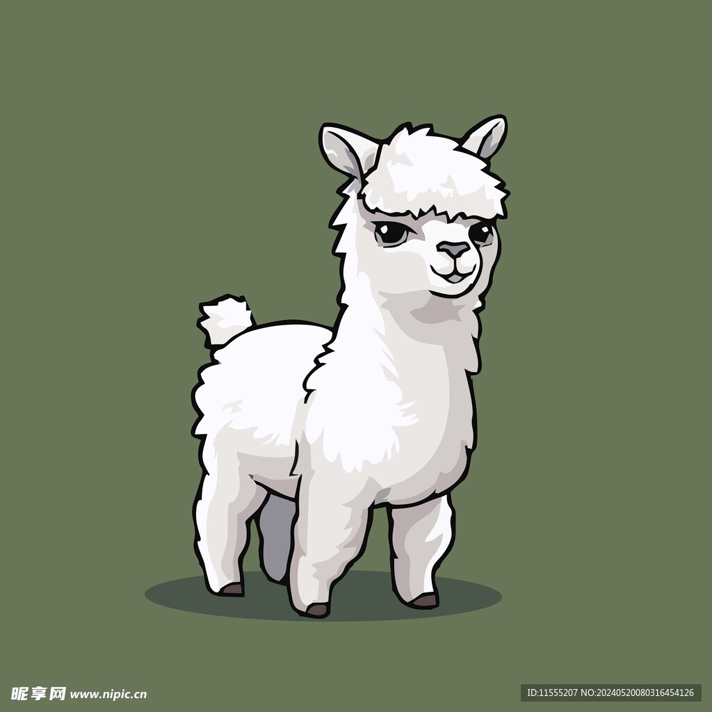 可爱羊驼矢量卡通画儿童插画