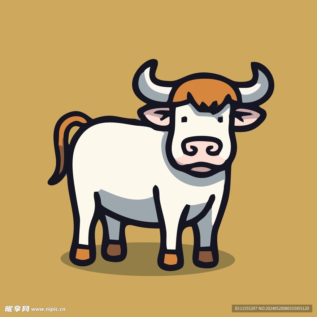 可爱小牛矢量卡通画儿童插画