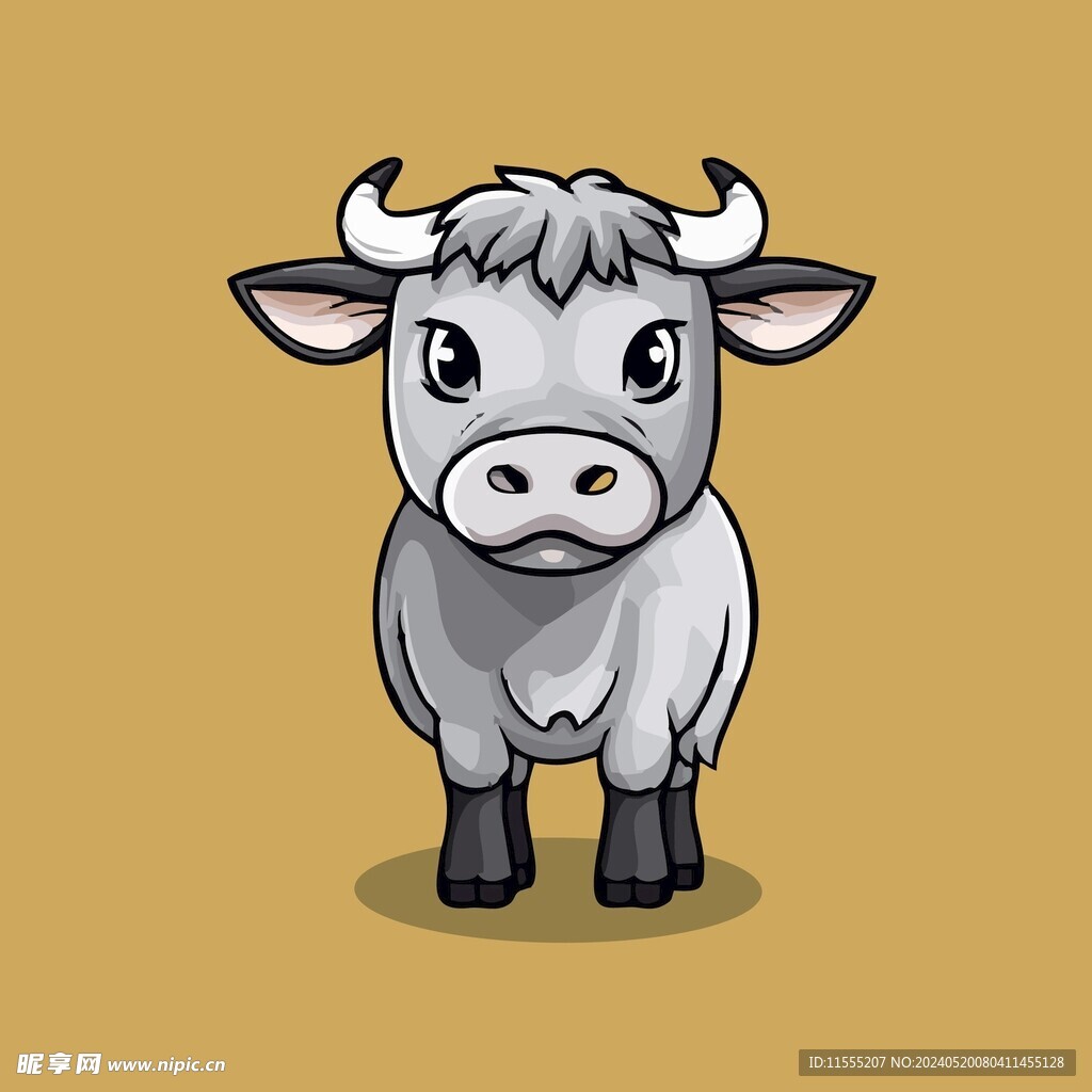 可爱小牛矢量卡通画儿童插画