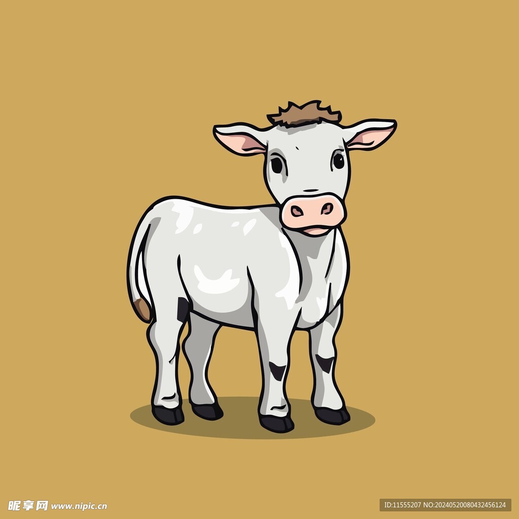 可爱小牛矢量卡通画儿童插画