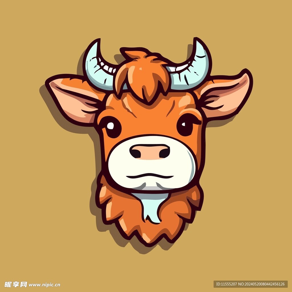 可爱小牛矢量卡通画儿童插画