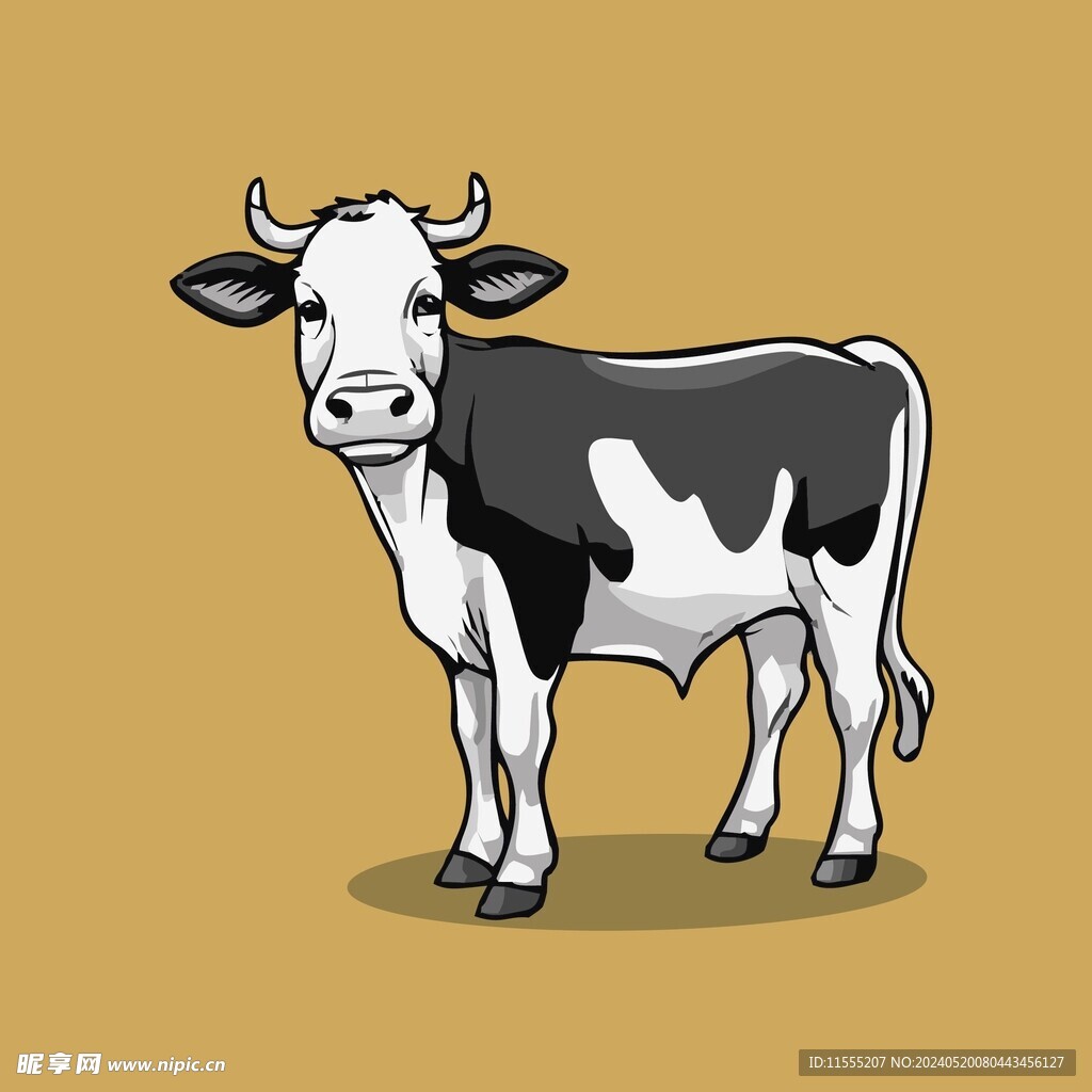 可爱小牛矢量卡通画儿童插画