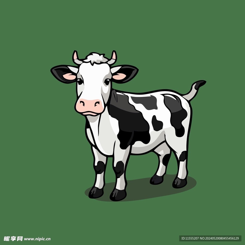 可爱小牛矢量卡通画儿童插画