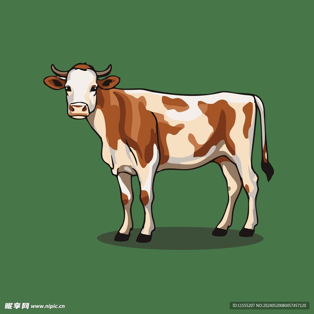 可爱小牛矢量卡通画儿童插画