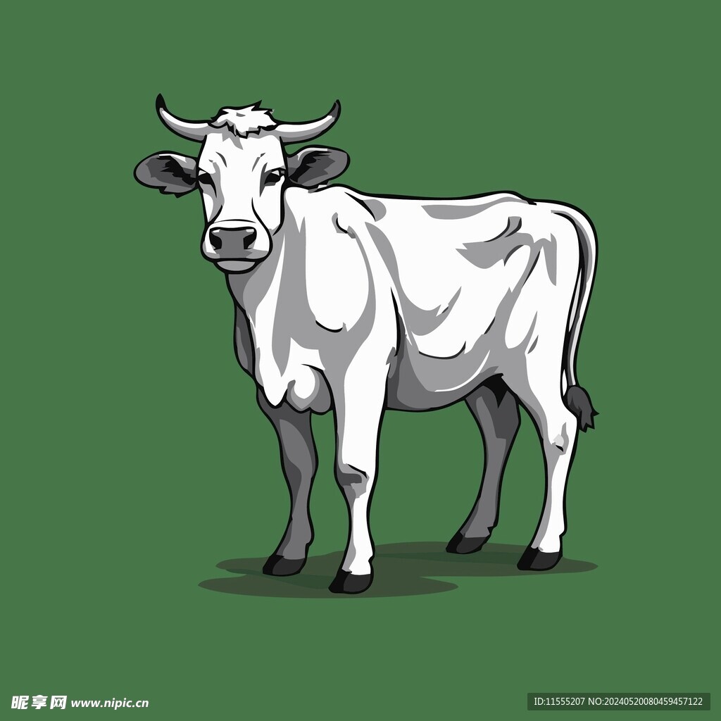 可爱小牛矢量卡通画儿童插画