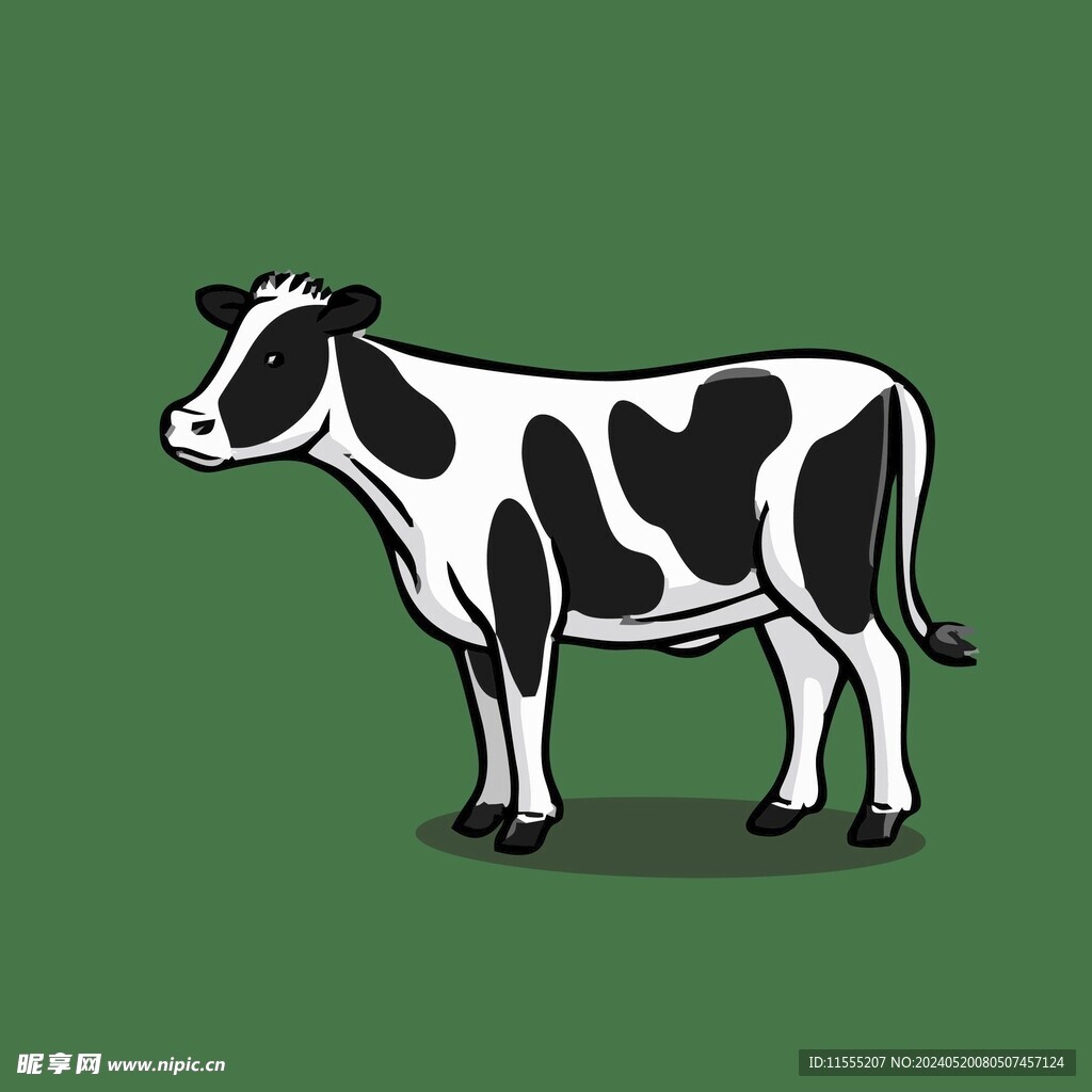 可爱小牛矢量卡通画儿童插画