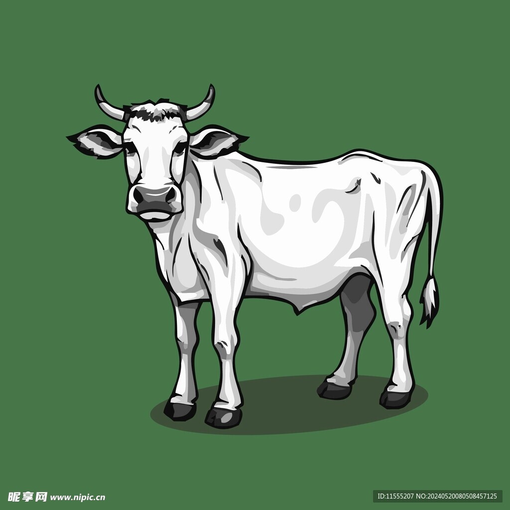 可爱小牛矢量卡通画儿童插画