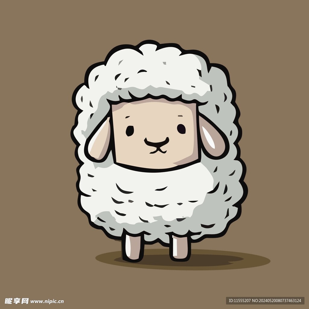 可爱小羊矢量卡通画儿童插画