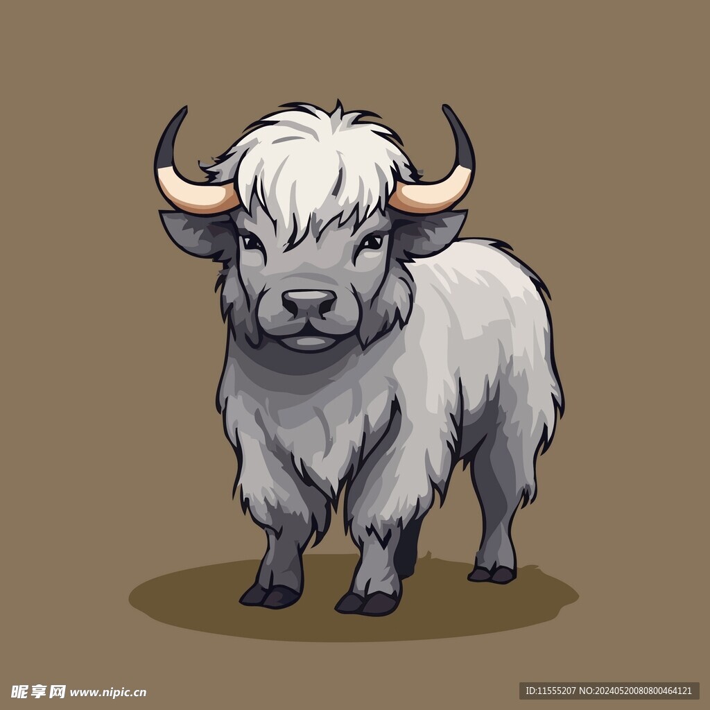可爱牦牛矢量卡通画儿童插画