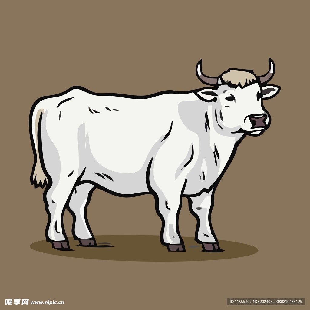 可爱小牛矢量卡通画儿童插画