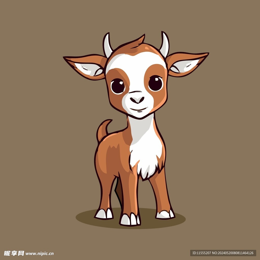 可爱小牛矢量卡通画儿童插画