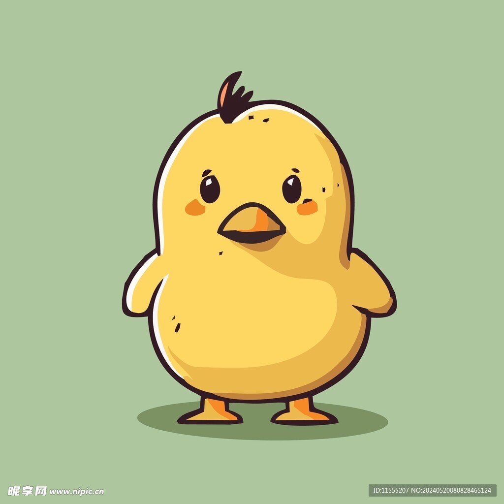 可爱小黄鸡矢量卡通画儿童插画