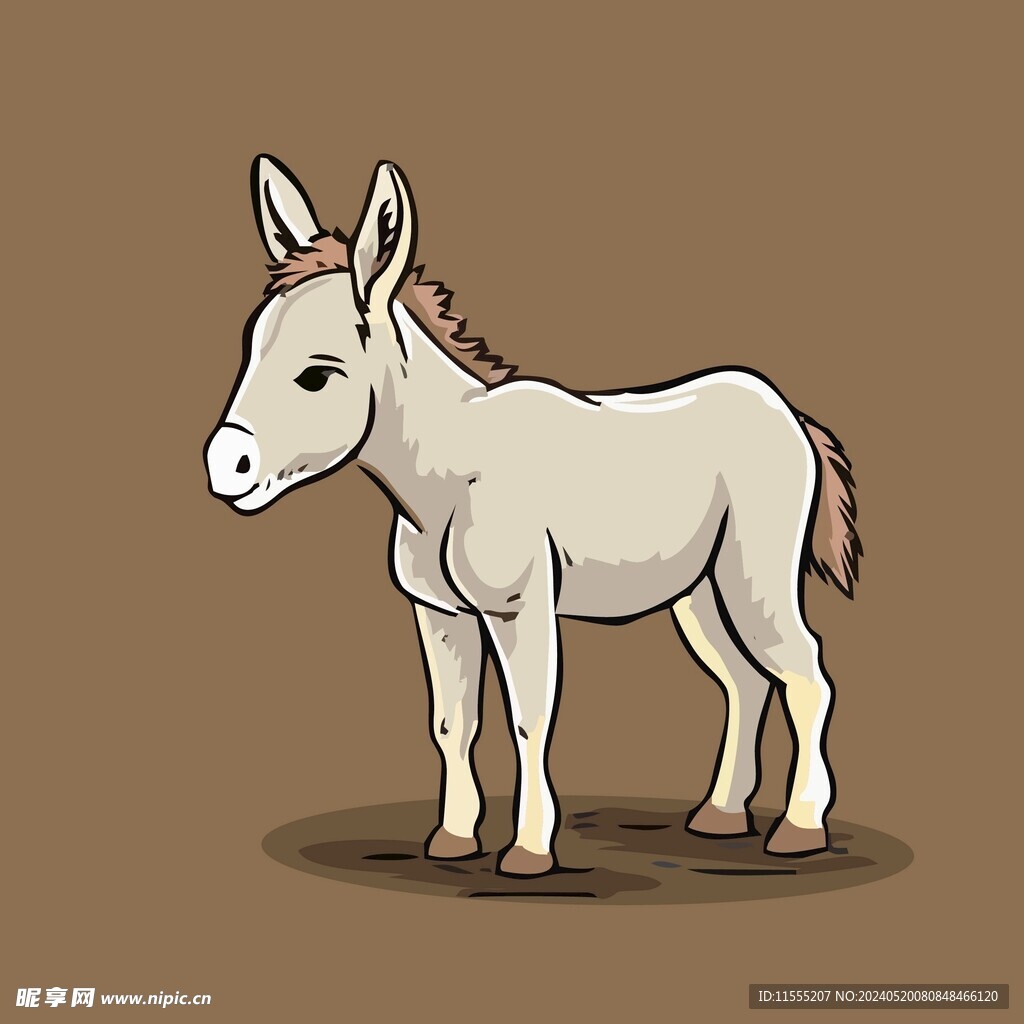 可爱小毛驴矢量卡通画儿童插画