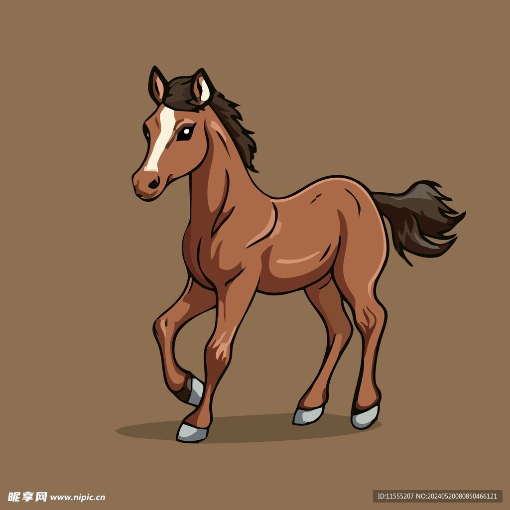 可爱小马矢量卡通画儿童插画