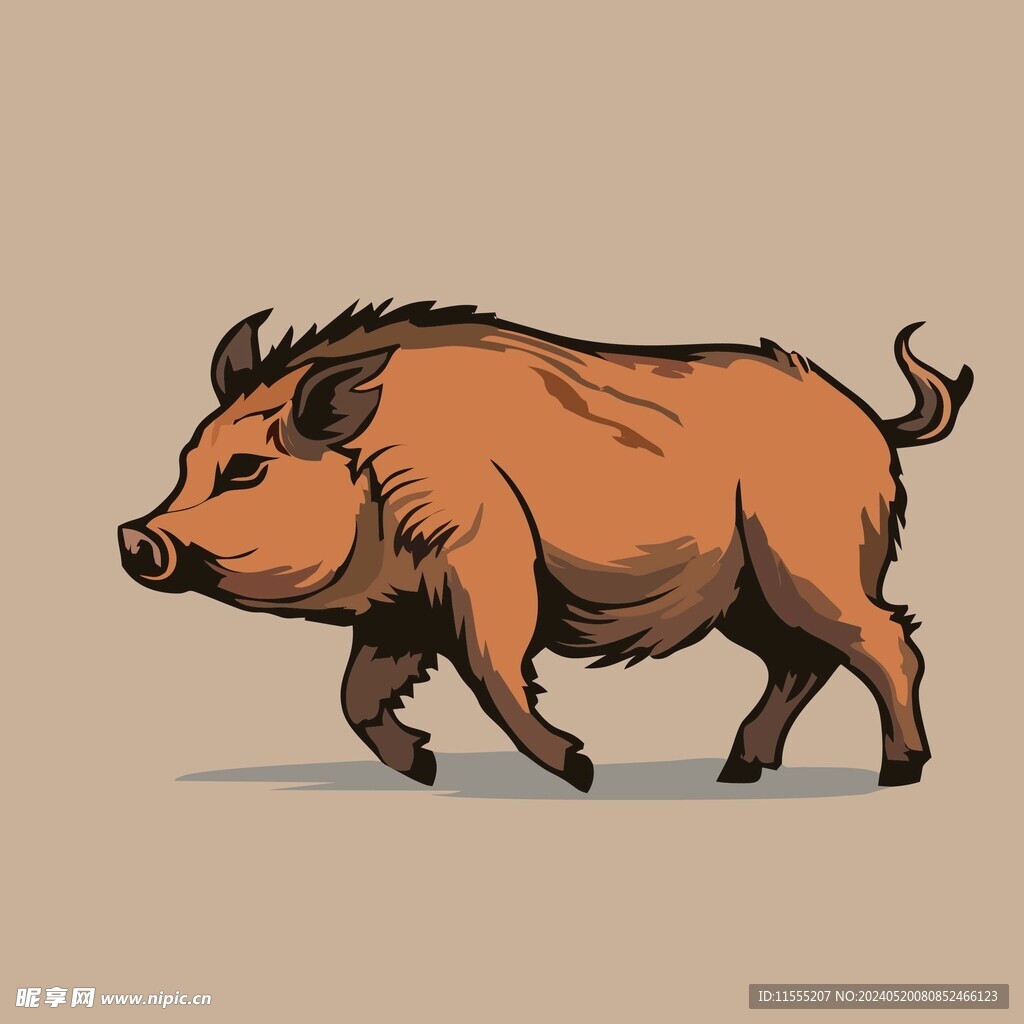 可爱小猪矢量卡通画儿童插画