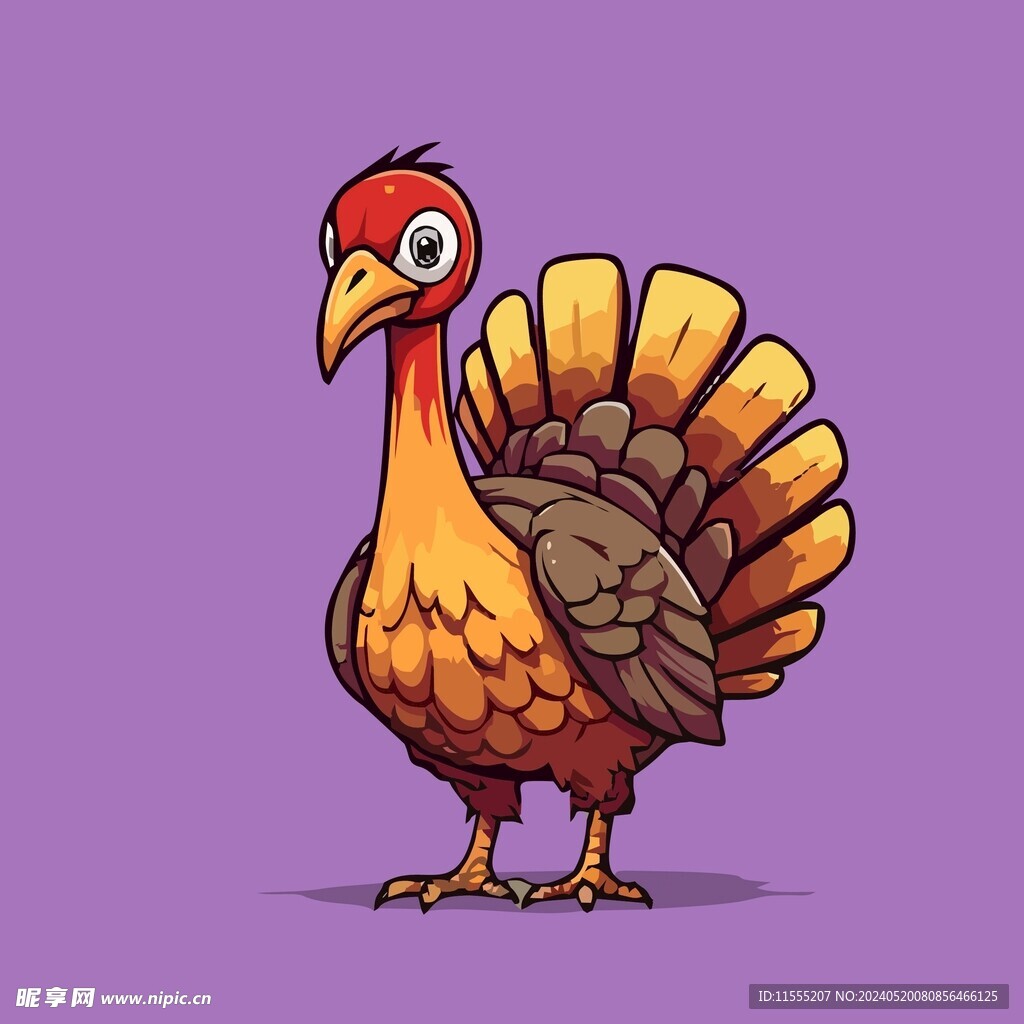 可爱野鸡矢量卡通画儿童插画