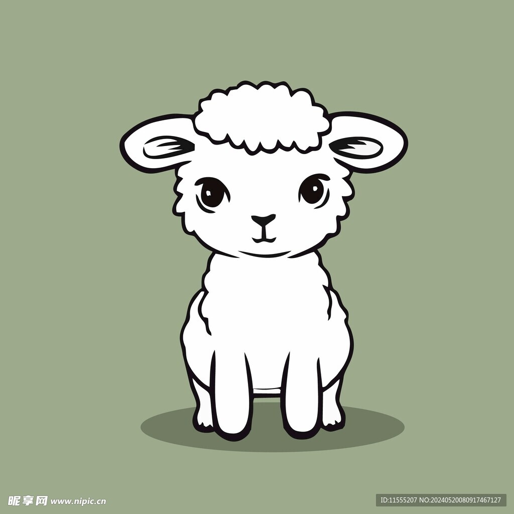 可爱小羊矢量卡通画儿童插画